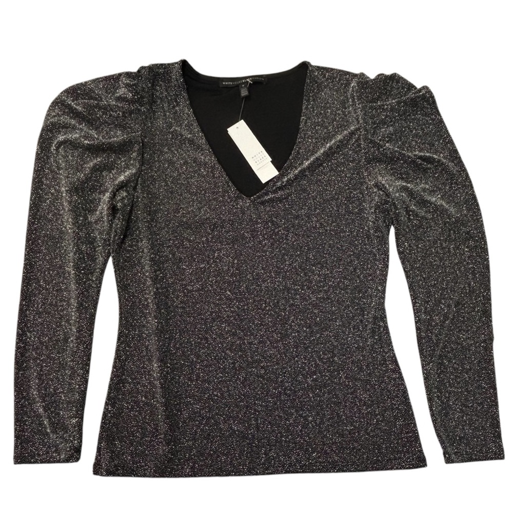 WHBM Black Metallic Long Sleeve.
Puffed sleeve. Small
